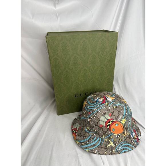 GUCCI X DISNEY Beige Medium Donald Duck Supreme Canvas Hat Medium 317839 - Picture 1 of 14